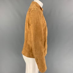 BRUNELLO CUCINELLI Größe L Hellbraune Lederjacke mit Reißverschluss