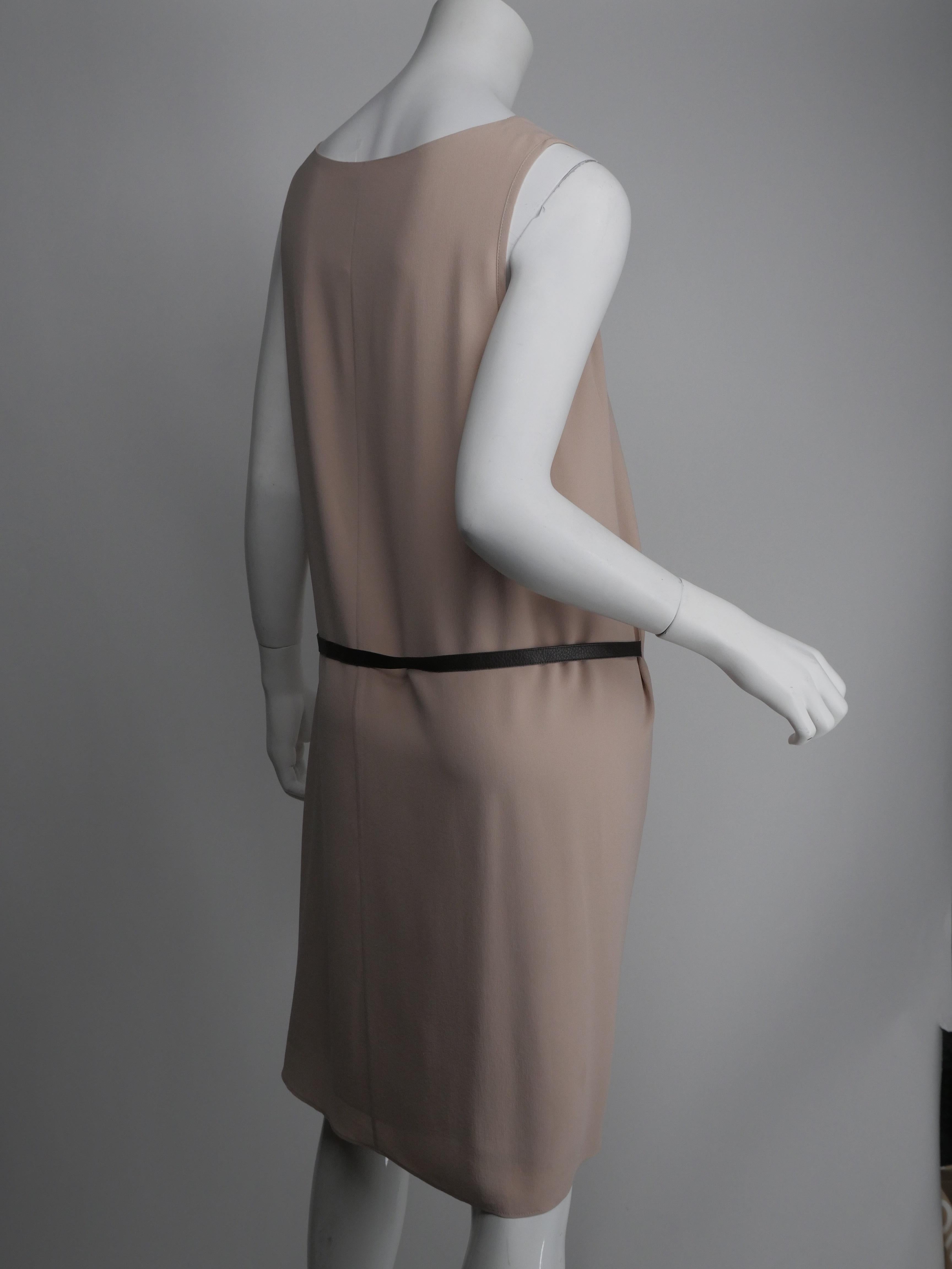 Brunello Cucinelli Size Large Beige Silk Sleeveless Dress 5