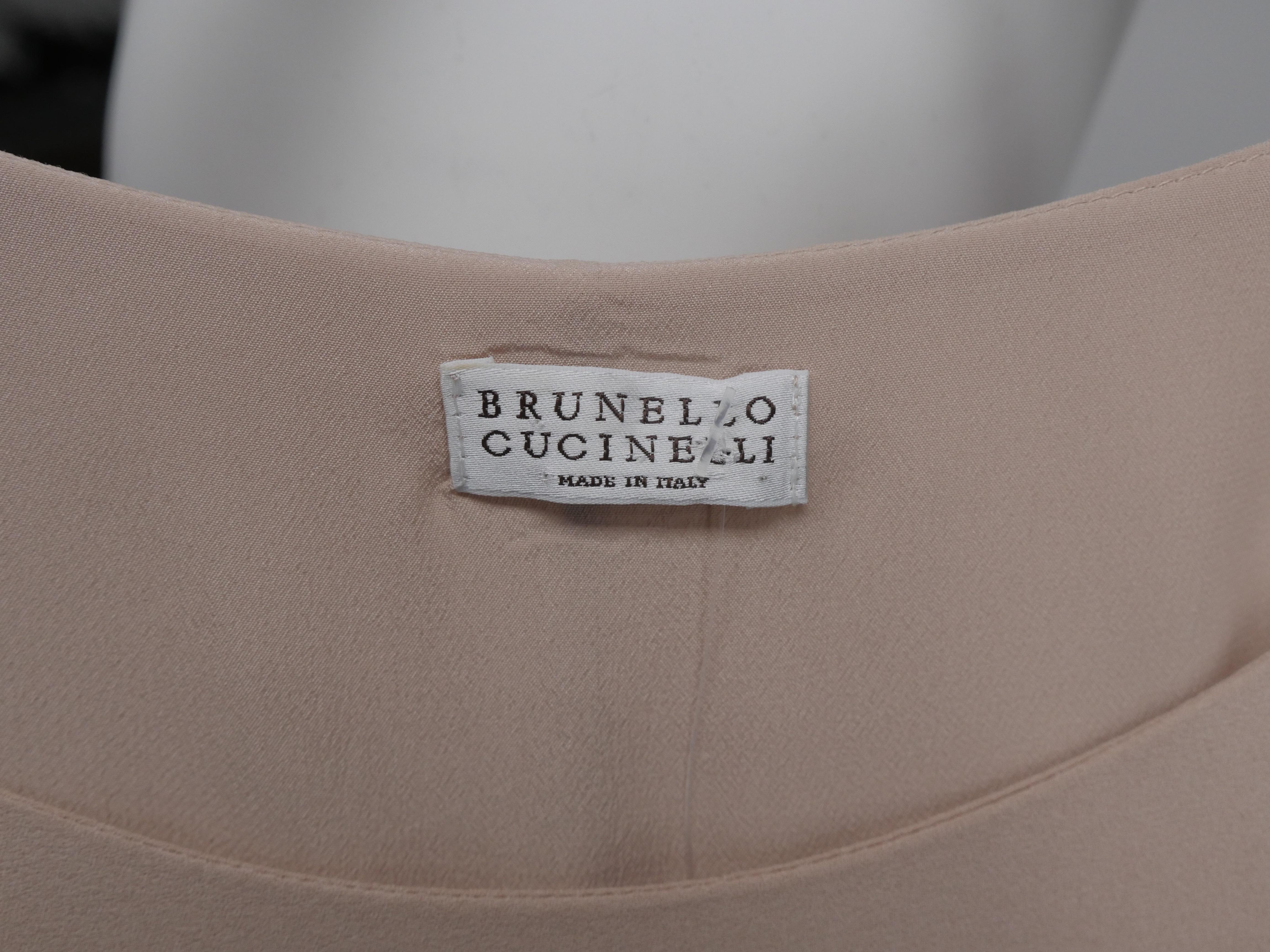 Brunello Cucinelli Size Large Beige Silk Sleeveless Dress 7