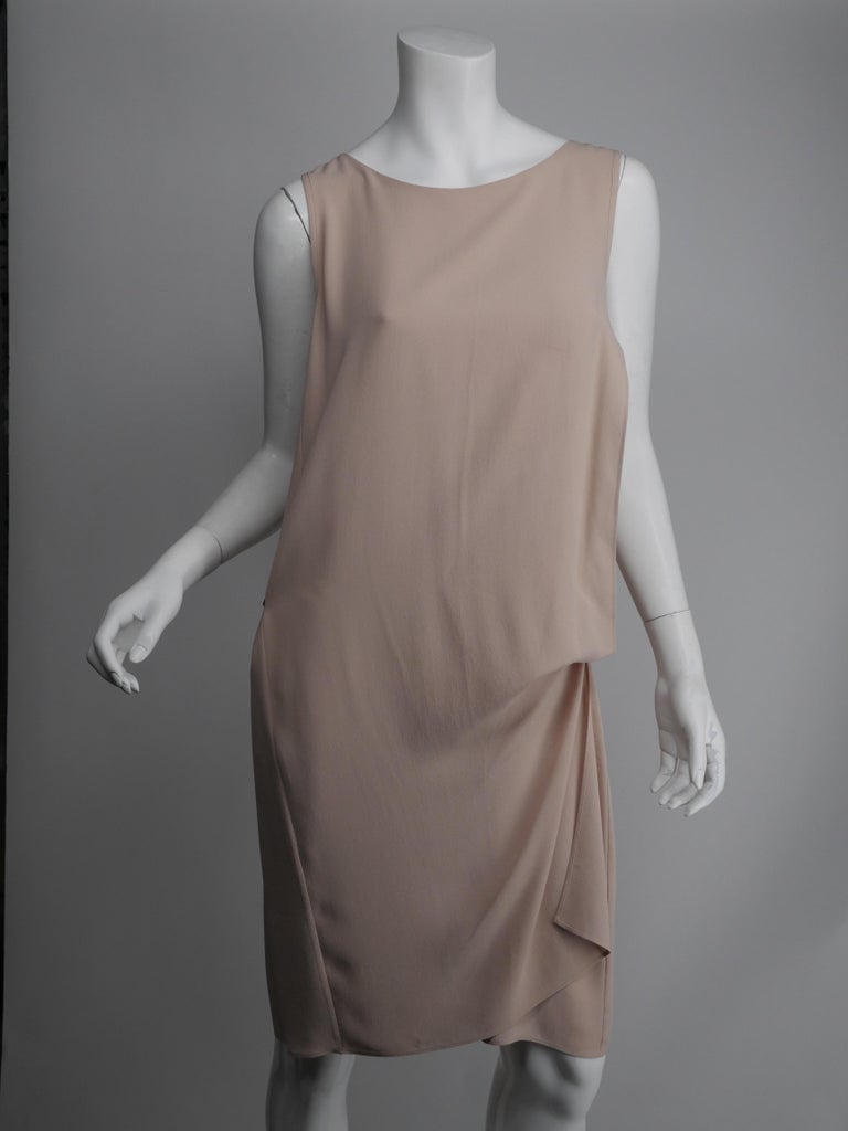 Brunello Cucinelli Size Large Beige Silk Sleeveless Dress For Sale at  1stDibs | beige silk dress