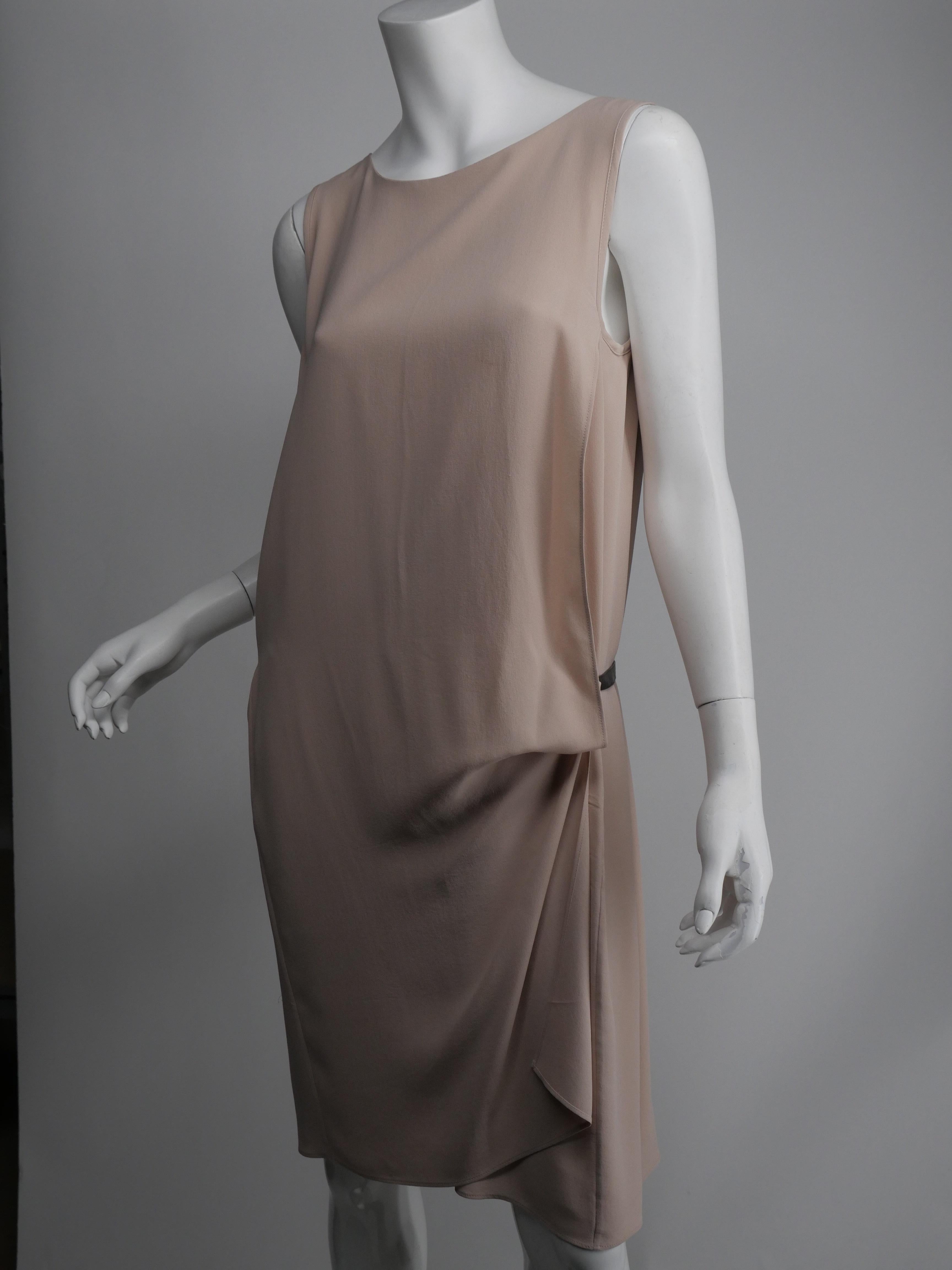 Women's or Men's Brunello Cucinelli Size Large Beige Silk Sleeveless Dress