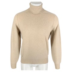 BRUNELLO CUCINELLI Size M Beige Knitted Cashmere Turtleneck Sweater
