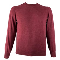 BRUNELLO CUCINELLI Size M Burgundy Wool Cashmere Crew Neck Sweater