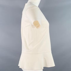 BRUNELLO CUCINELLI Size M Cream Cotton Blend Short Sleeve Peplum Casual Top