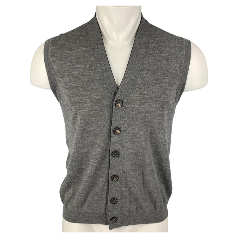 BRUNELLO CUCINELLI Size M Grey Wool Cashmere Buttoned Waistcoat For