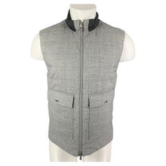 BRUNELLO CUCINELLI Size M Light Grey Quilted Wool Reversible Vest