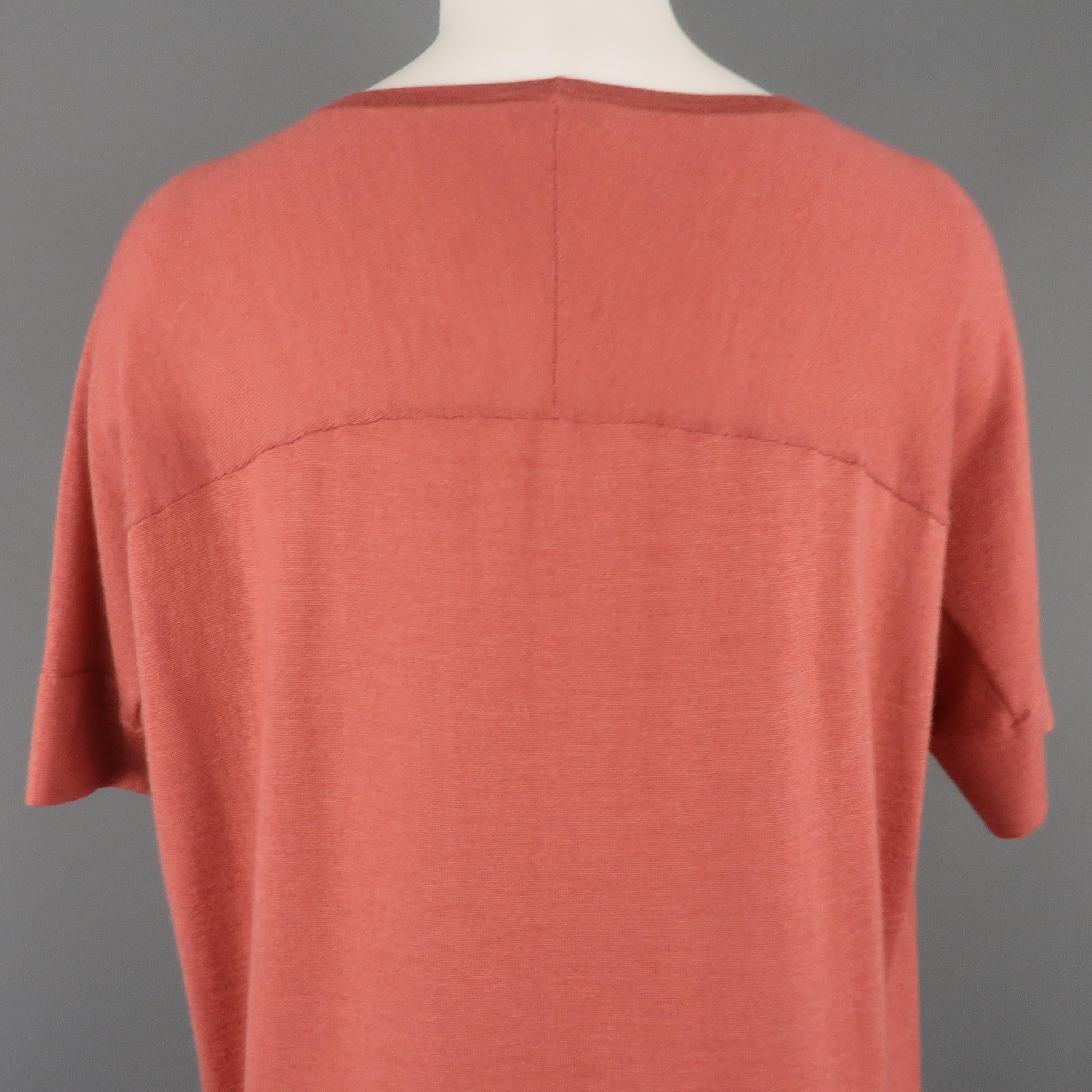 BRUNELLO CUCINELLI Size M Muted Red Cashmere Oversized Short Sleeve Pullover In Excellent Condition In San Francisco, CA