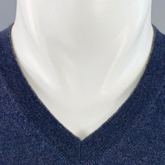 BRUNELLO CUCINELLI Size M Navy Jersey Wool Cashmere V-Neck Pullover