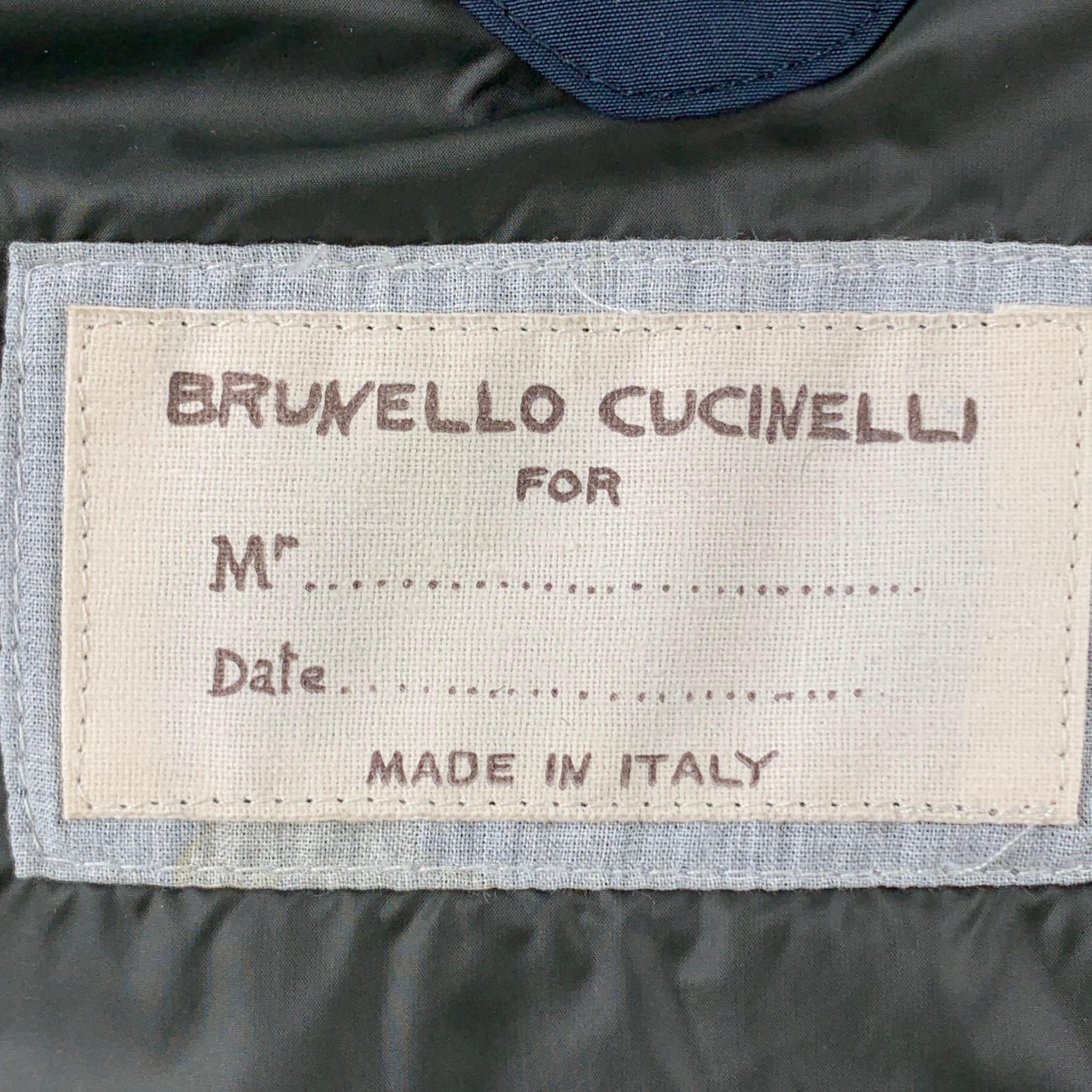 BRUNELLO CUCINELLI Size M Navy Nylon Zip & Buttons Jacket 2