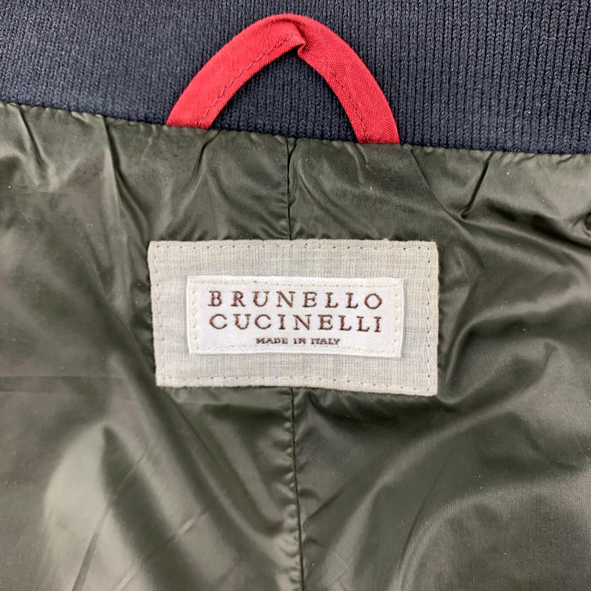 BRUNELLO CUCINELLI Size M Navy Nylon Zip & Buttons Jacket 3