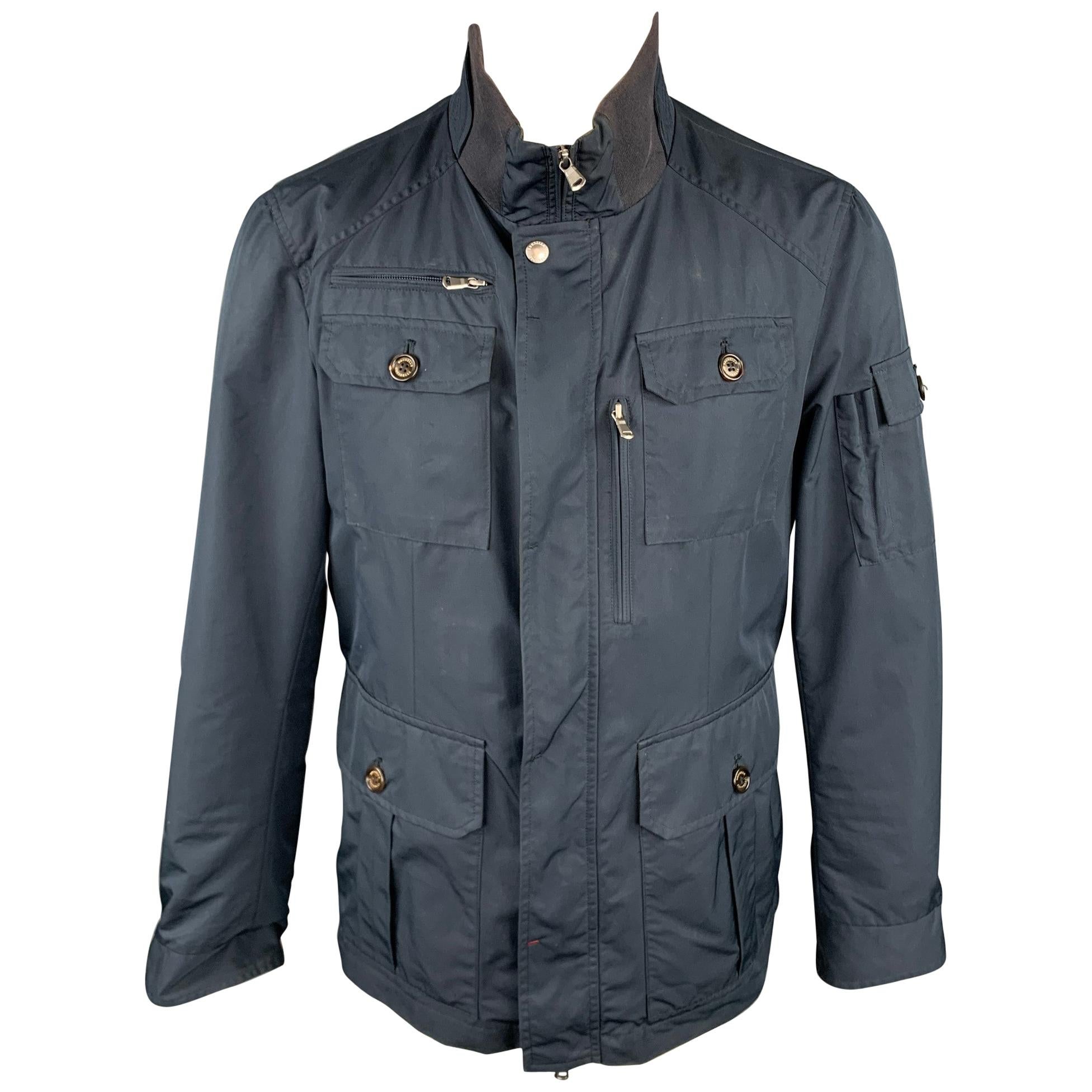BRUNELLO CUCINELLI Size M Navy Nylon Zip & Buttons Jacket