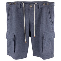 BRUNELLO CUCINELLI Size M Navy Solid Cotton Cargo Pockets Shorts