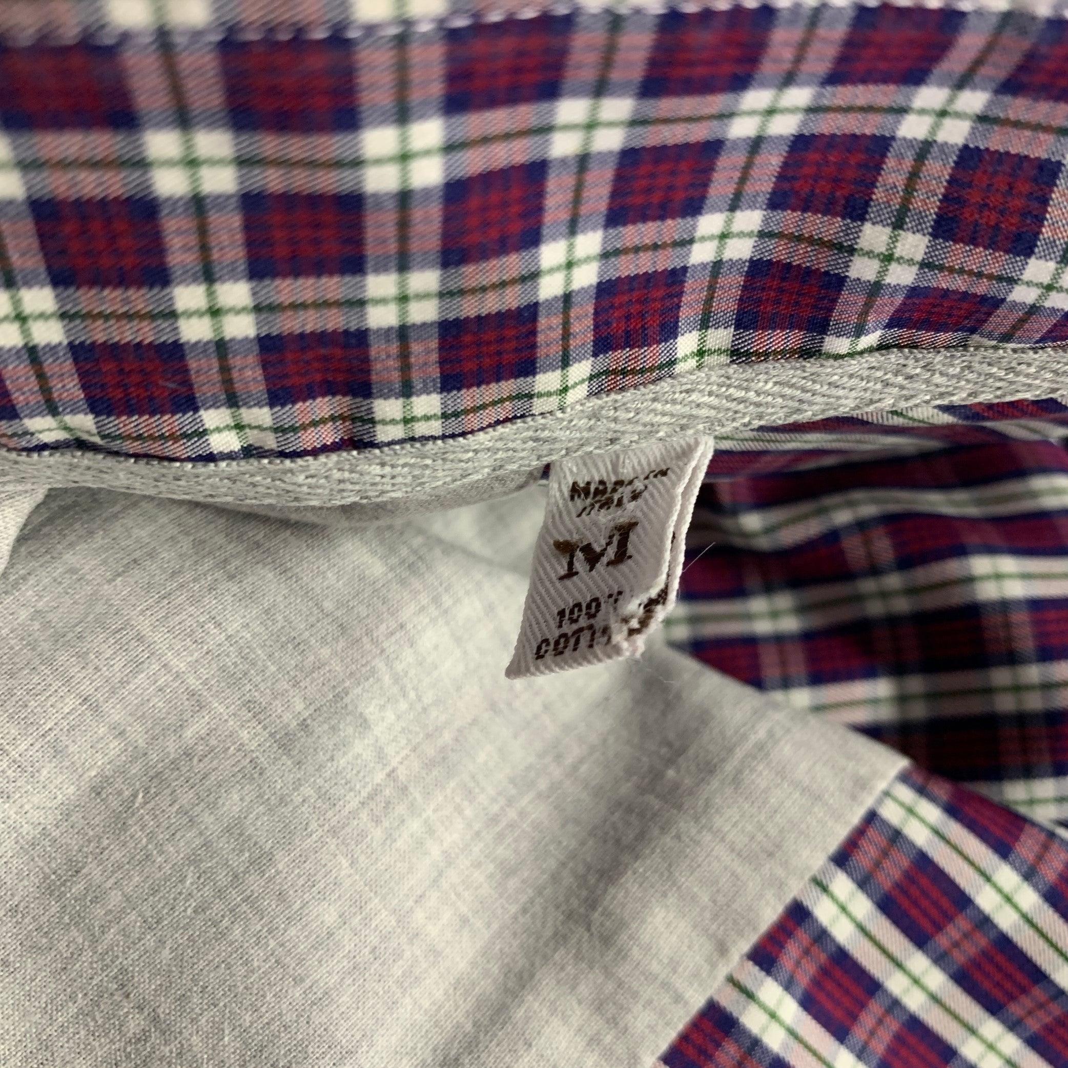 BRUNELLO CUCINELLI Size M Red White Plaid Cotton Long Sleeve Shirt For Sale 1