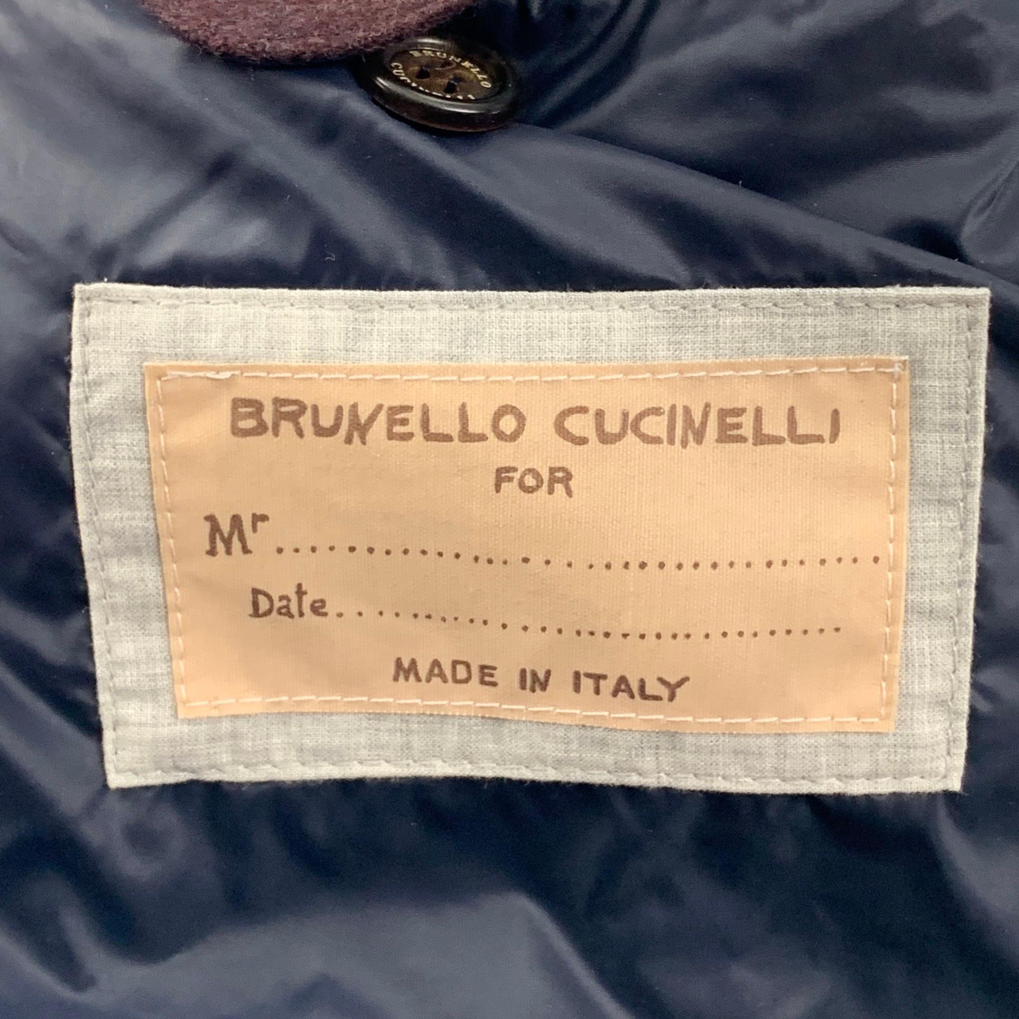 BRUNELLO CUCINELLI Size M Size Brown Burgundy Plaid Wool Blend Vest 1