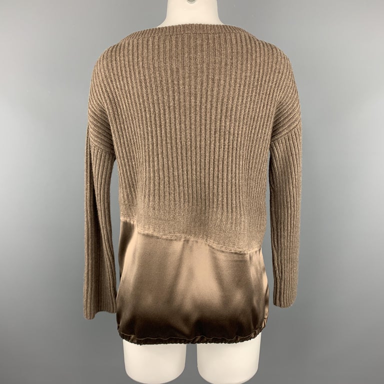 BRUNELLO CUCINELLI Size M Taupe Cashmere / Silk Pullover Sweater at 1stDibs