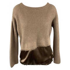 BRUNELLO CUCINELLI Size M Taupe Cashmere / Silk Pullover Sweater
