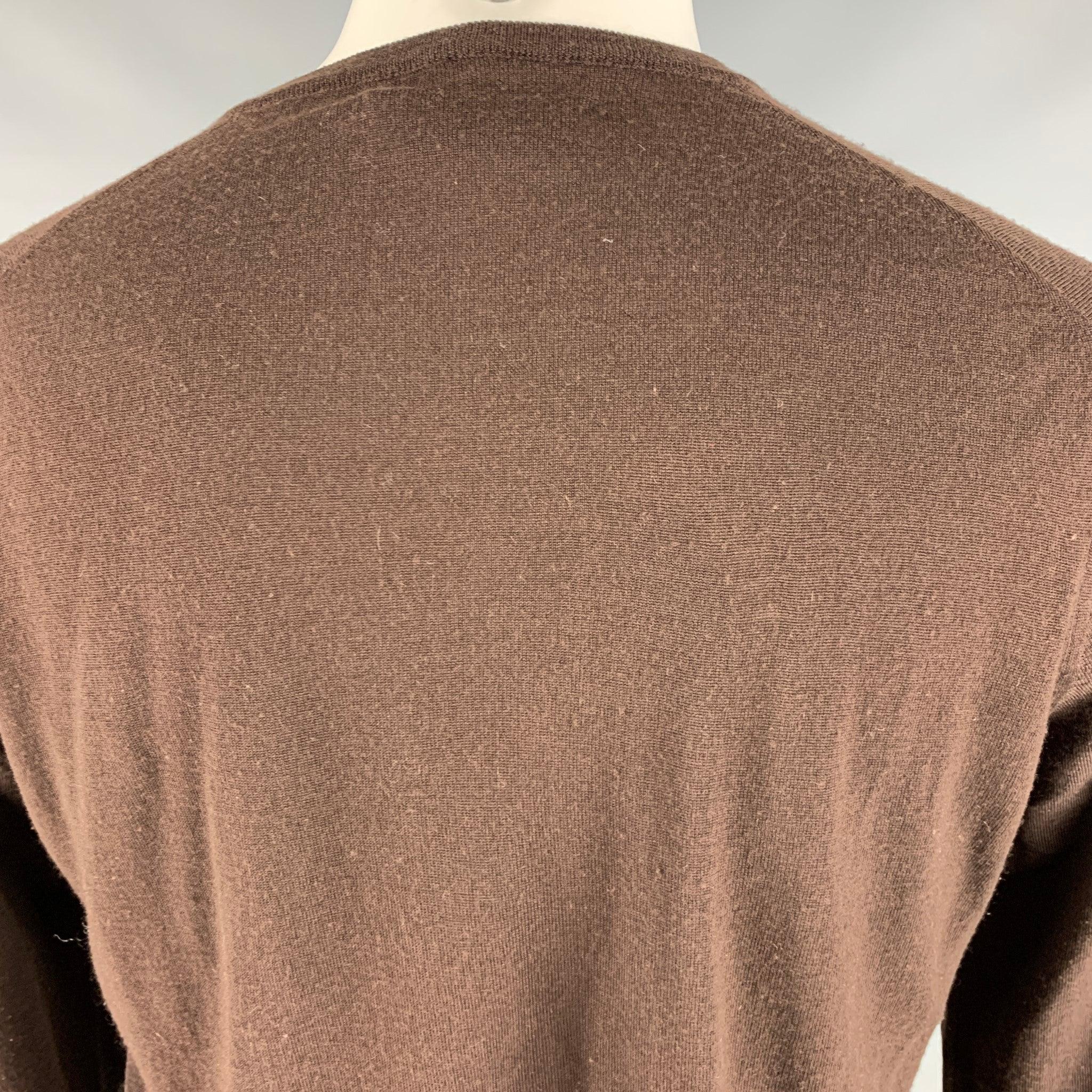 BRUNELLO CUCINELLI Size S Brown Grey Wool Cashmere V-Neck Pullover 1