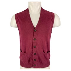 BRUNELLO CUCINELLI Size S Burgundy Cotton Buttoned Vest
