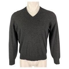 BRUNELLO CUCINELLI Size S Charcoal Cashmere V-Neck Sweater