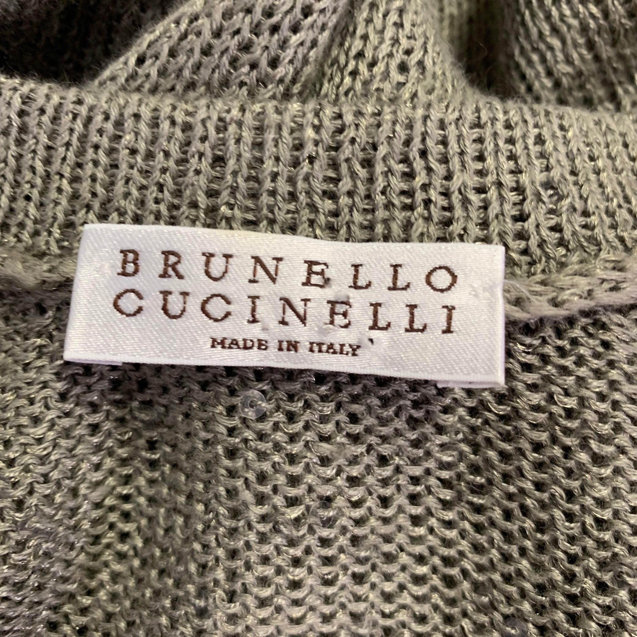 BRUNELLO CUCINELLI Größe S Grün Sage Leinenmischung stricken ärmelloses lässiges Top im Angebot 2
