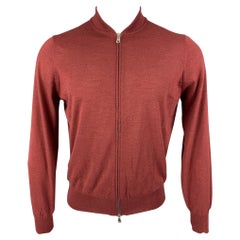 BRUNELLO CUCINELLI Size S Red Cashmere Silk Bomber Jacket