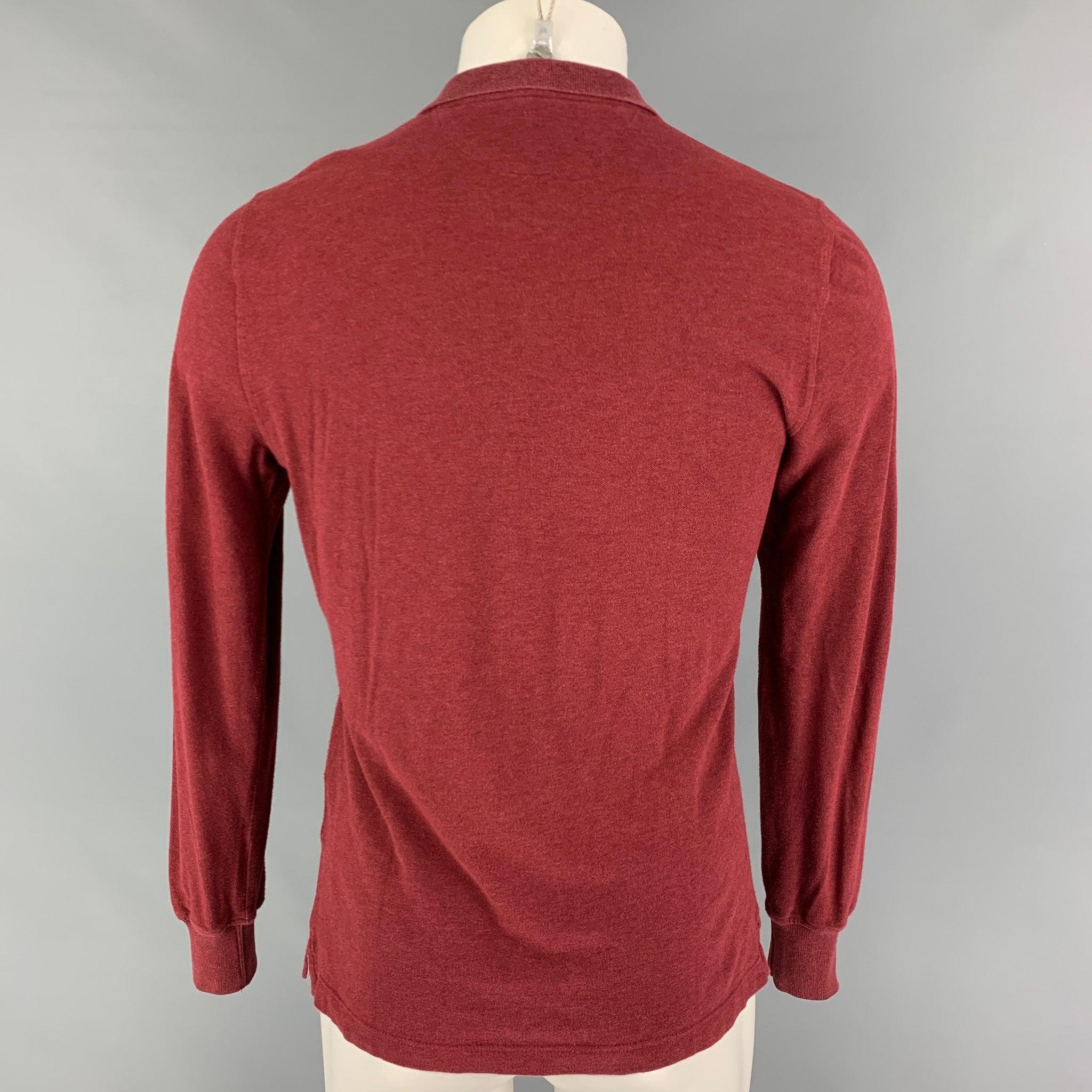 BRUNELLO CUCINELLI Size S Red Cotton Long Sleeve Polo In Good Condition In San Francisco, CA