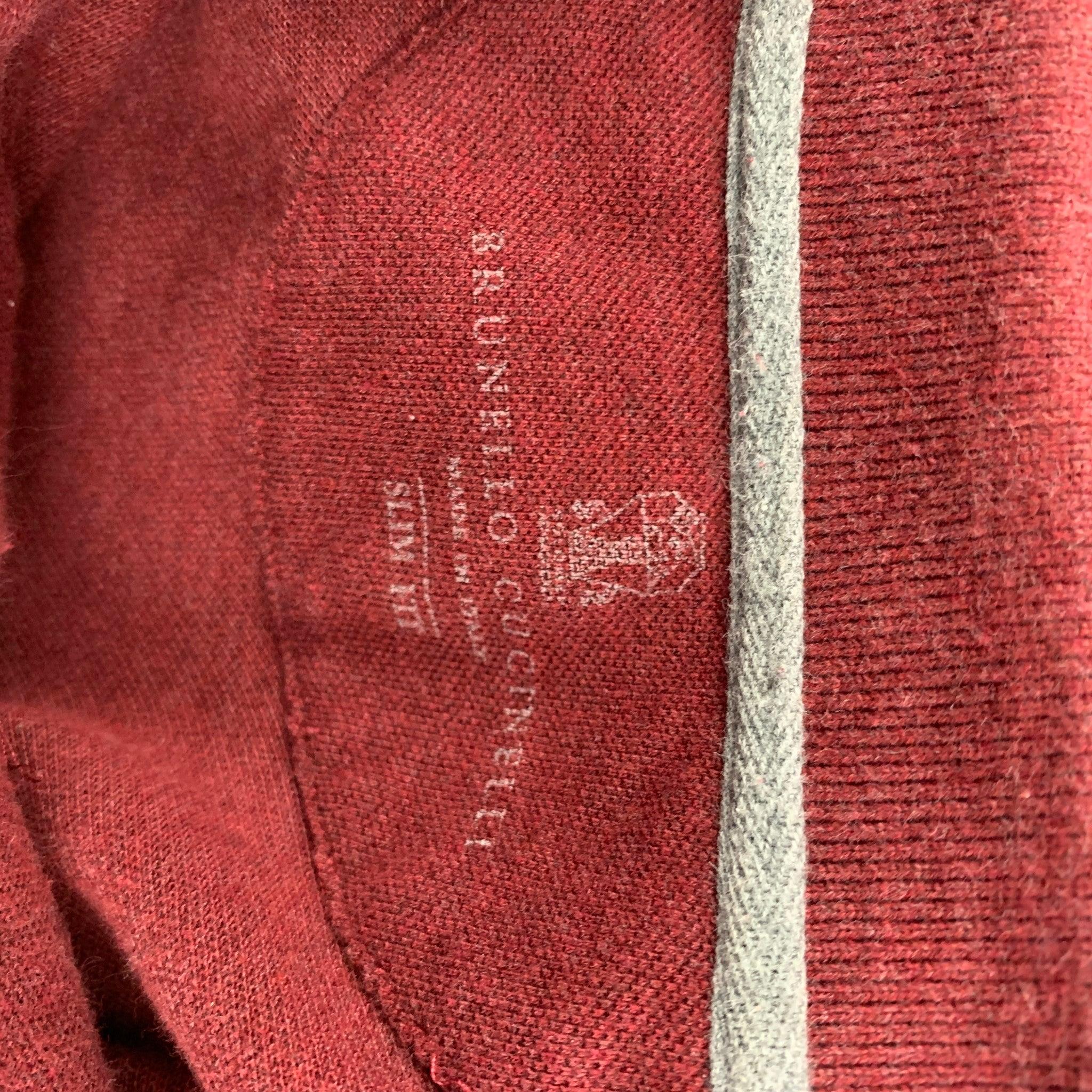BRUNELLO CUCINELLI Size S Red Cotton Long Sleeve Polo 1