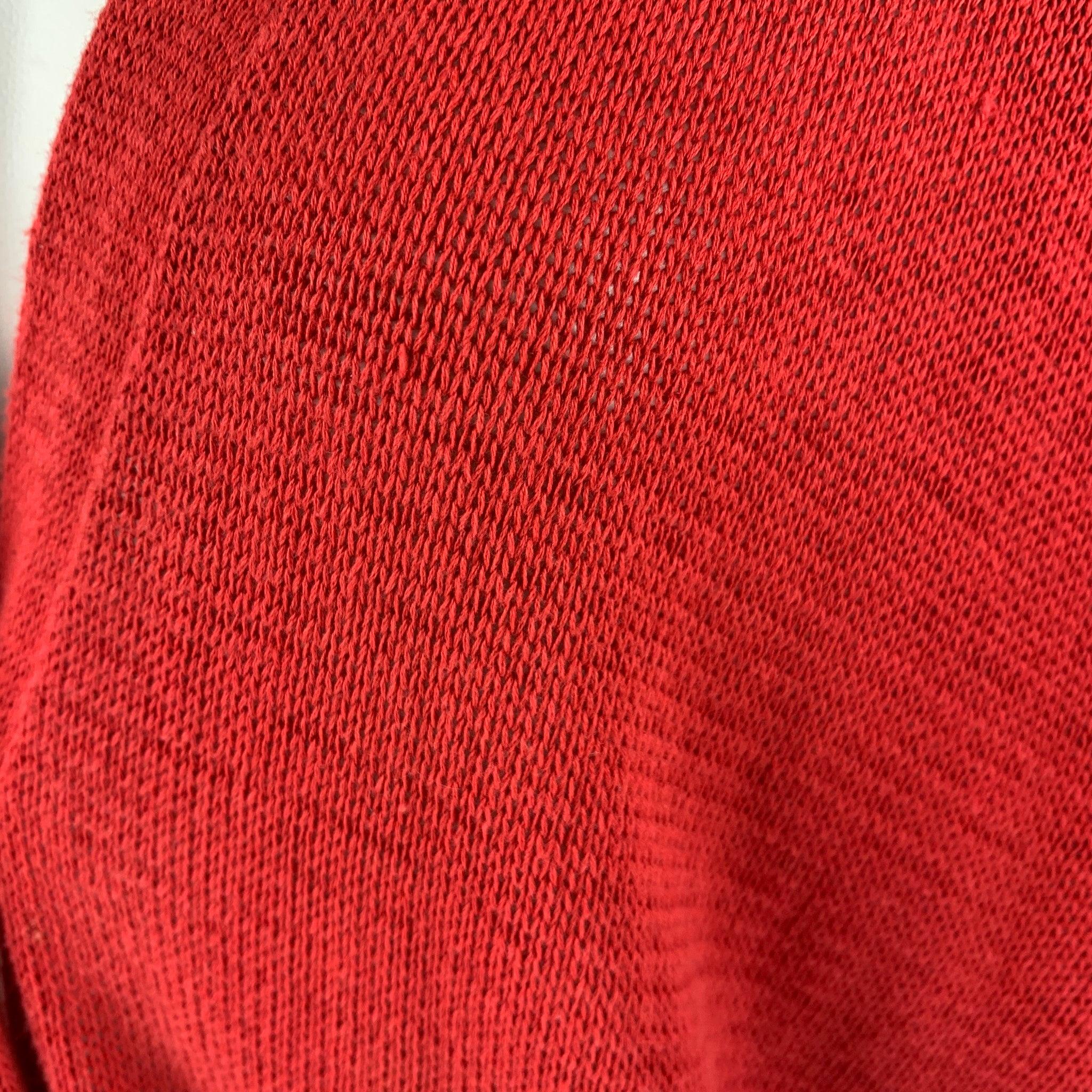 BRUNELLO CUCINELLI Size S Red White Cotton Stripe V Neck Cardigan For Sale 1