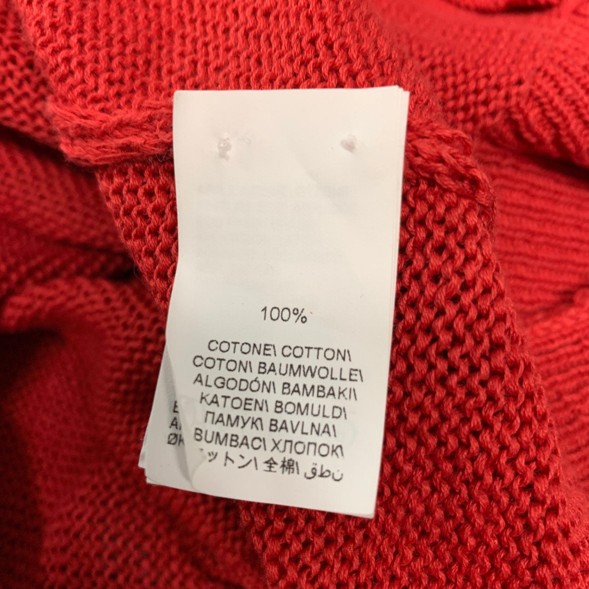 BRUNELLO CUCINELLI Size S Red White Cotton Stripe V Neck Cardigan For Sale 3