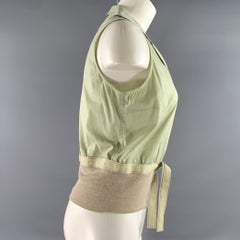 BRUNELLO CUCINELLI Tallas S Tan Menta Algodón Poliamida Top Casual Sin Mangas