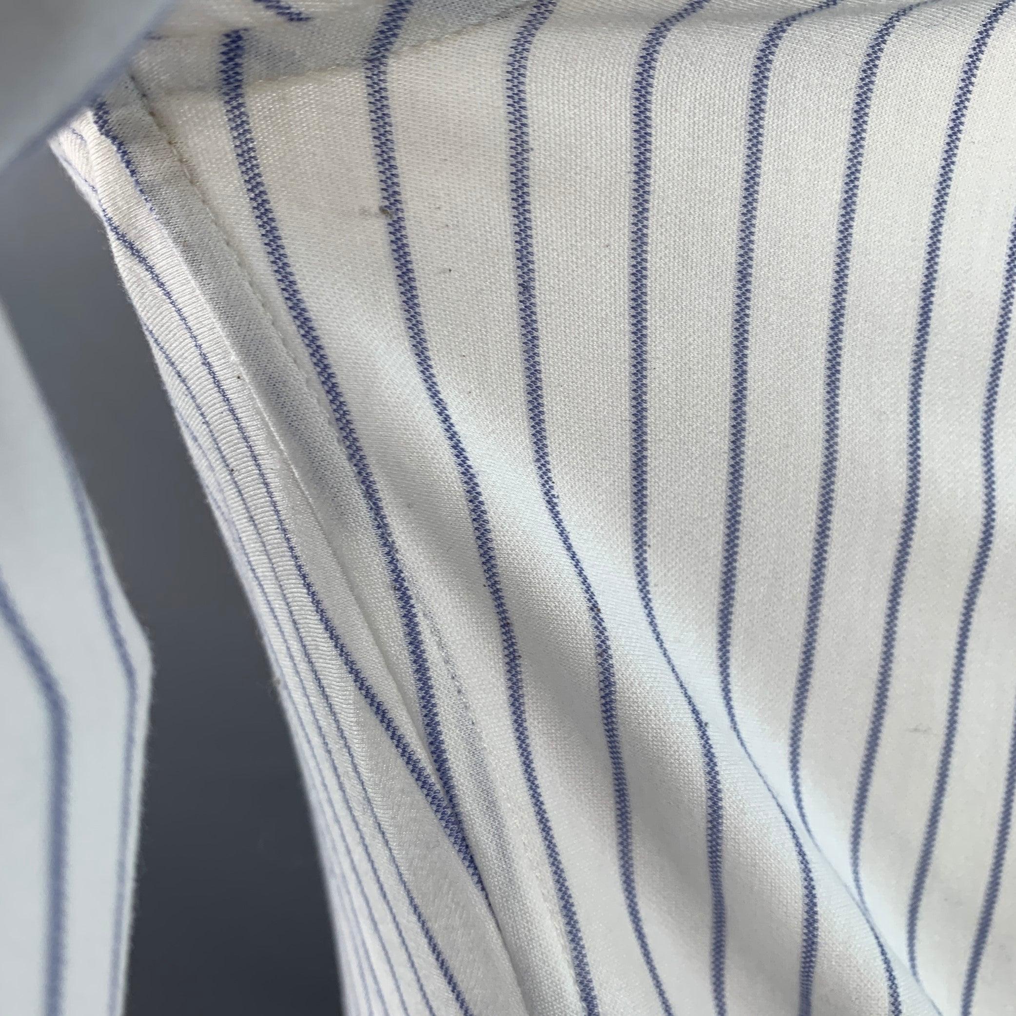 BRUNELLO CUCINELLI Größe S Weiß Blau Nadelstreifen Baumwolle Freizeitkleidung Langarmhemd im Angebot 1