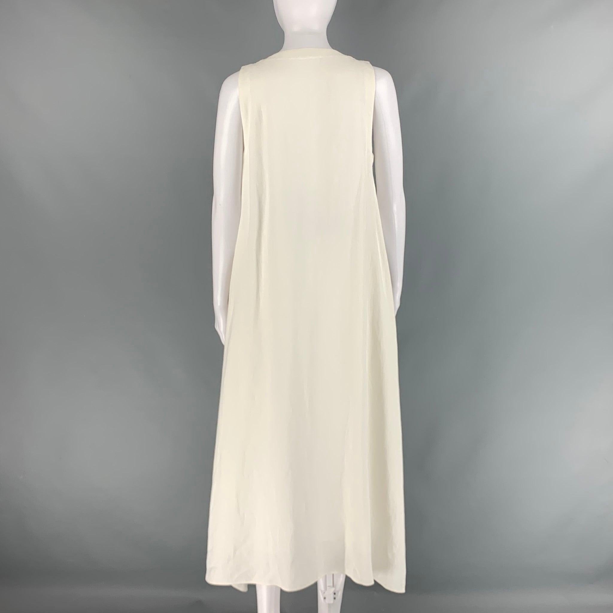 BRUNELLO CUCINELLI Taglia S White Brown Viscosa Linen Belted Dress In condizioni buone in vendita a San Francisco, CA