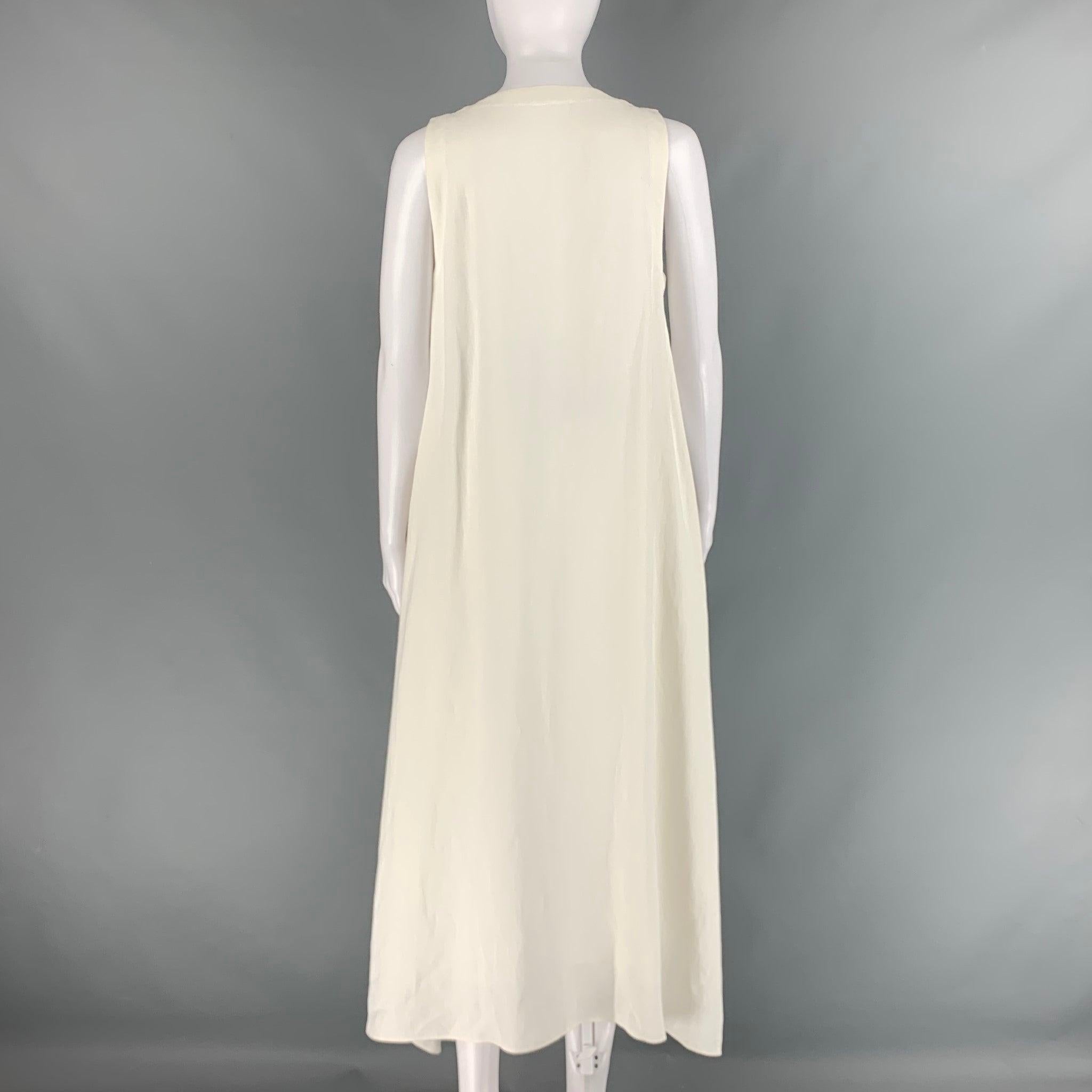 Women's BRUNELLO CUCINELLI Size S White Brown Viscose Linen Belted Dress For Sale