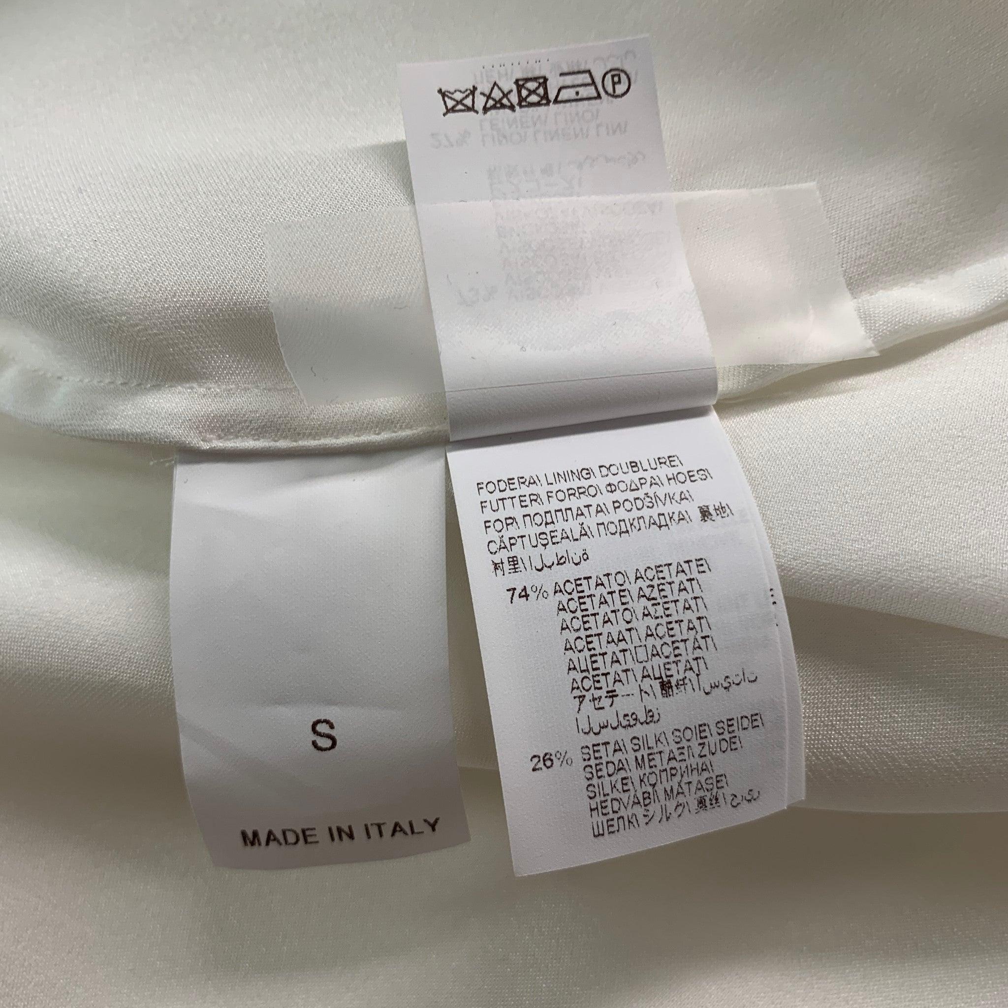 BRUNELLO CUCINELLI Taglia S White Brown Viscosa Linen Belted Dress in vendita 2