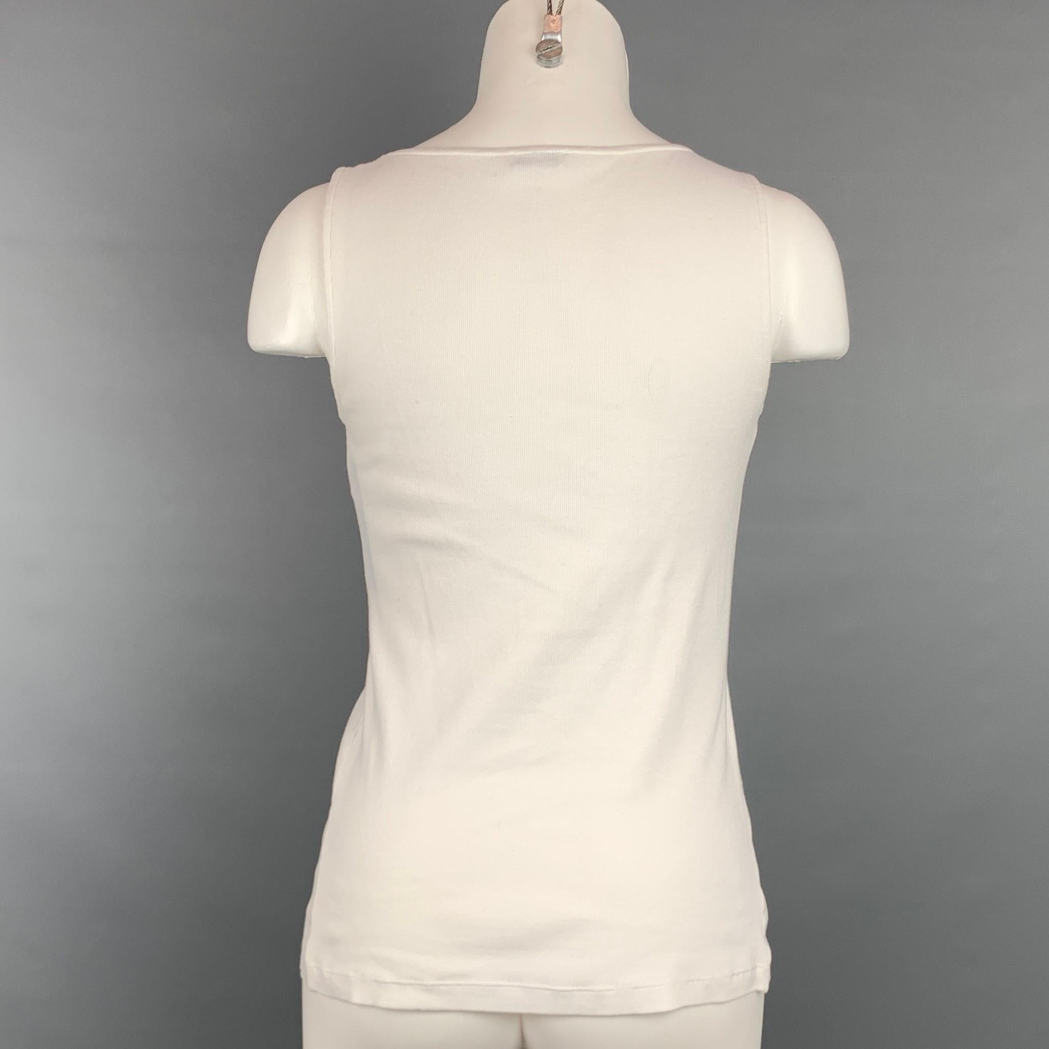 BRUNELLO CUCINELLI Size S White Knotted Cotton / Lycra Blouse In Good Condition In San Francisco, CA