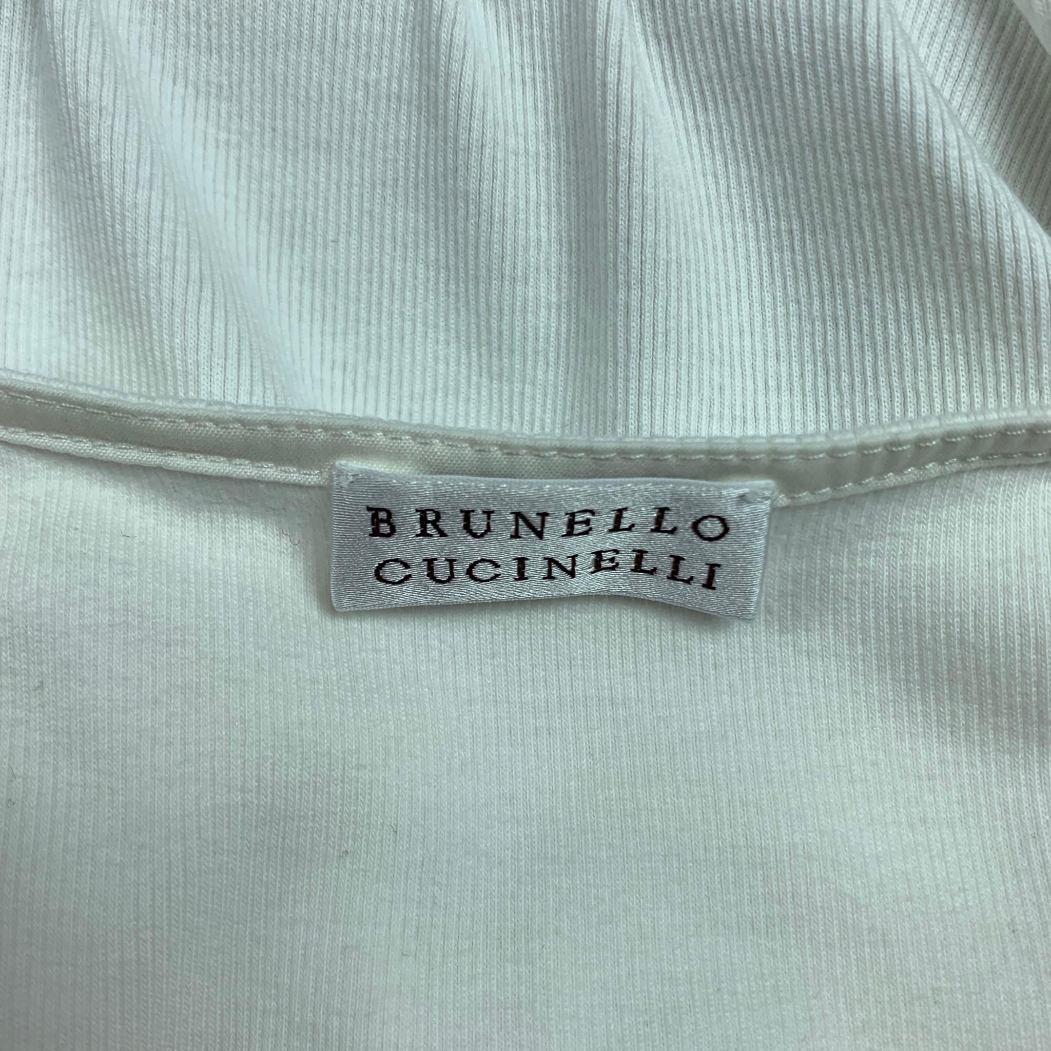 BRUNELLO CUCINELLI Size S White Knotted Cotton / Lycra Blouse 1