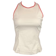 BRUNELLO CUCINELLI Size S White & Red Cotton Blend Casual Top