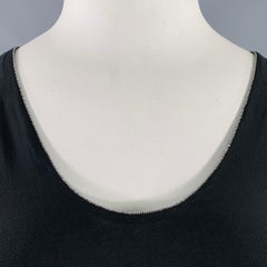 BRUNELLO CUCINELLI Size XL Black Silver Silk Monili Double Layer Dress Top