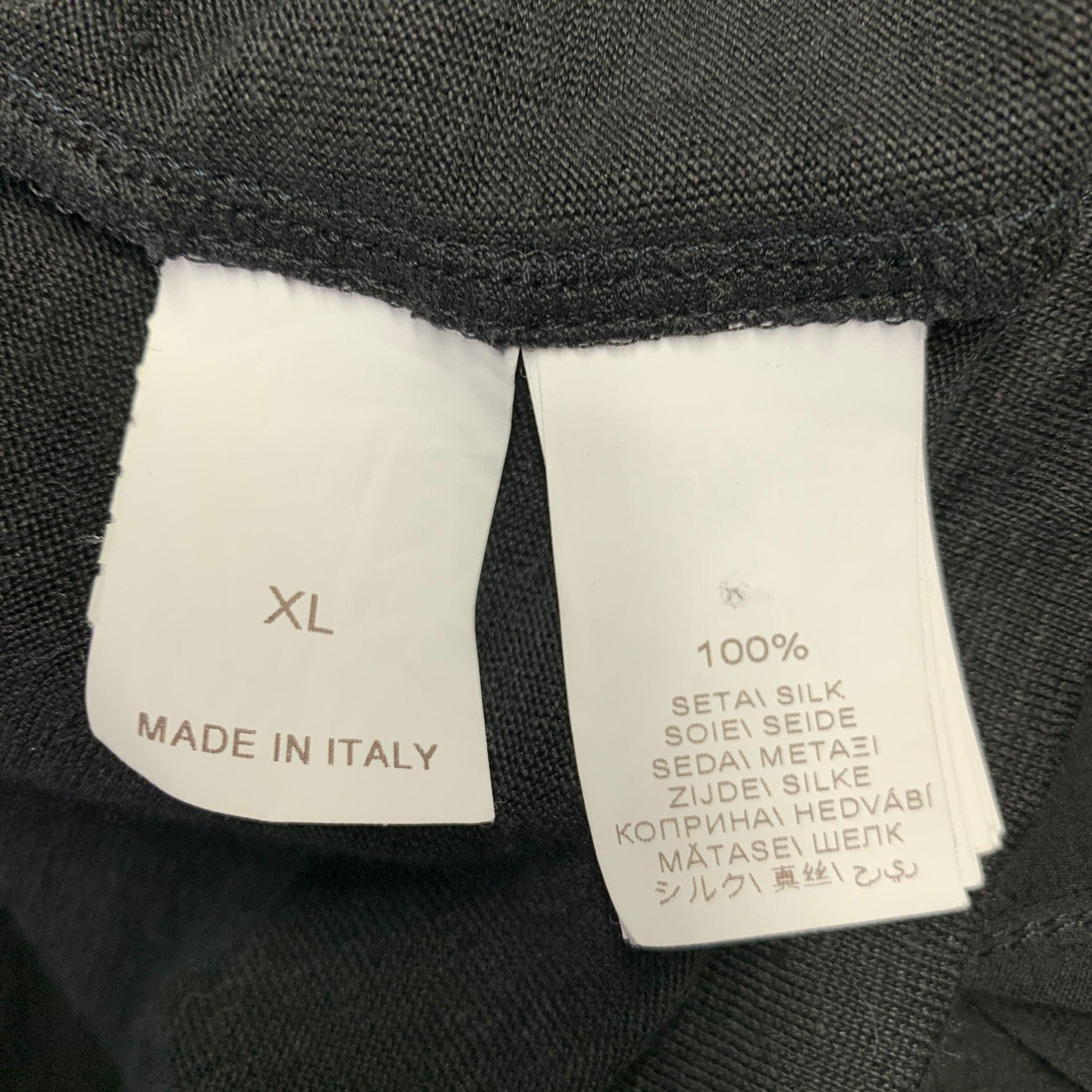 BRUNELLO CUCINELLI Size XL Black Silver Silk Monili Double Layer Dress Top For Sale 3