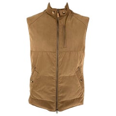 BRUNELLO CUCINELLI Size XL Brown Quilted Polyester Nylon Vest