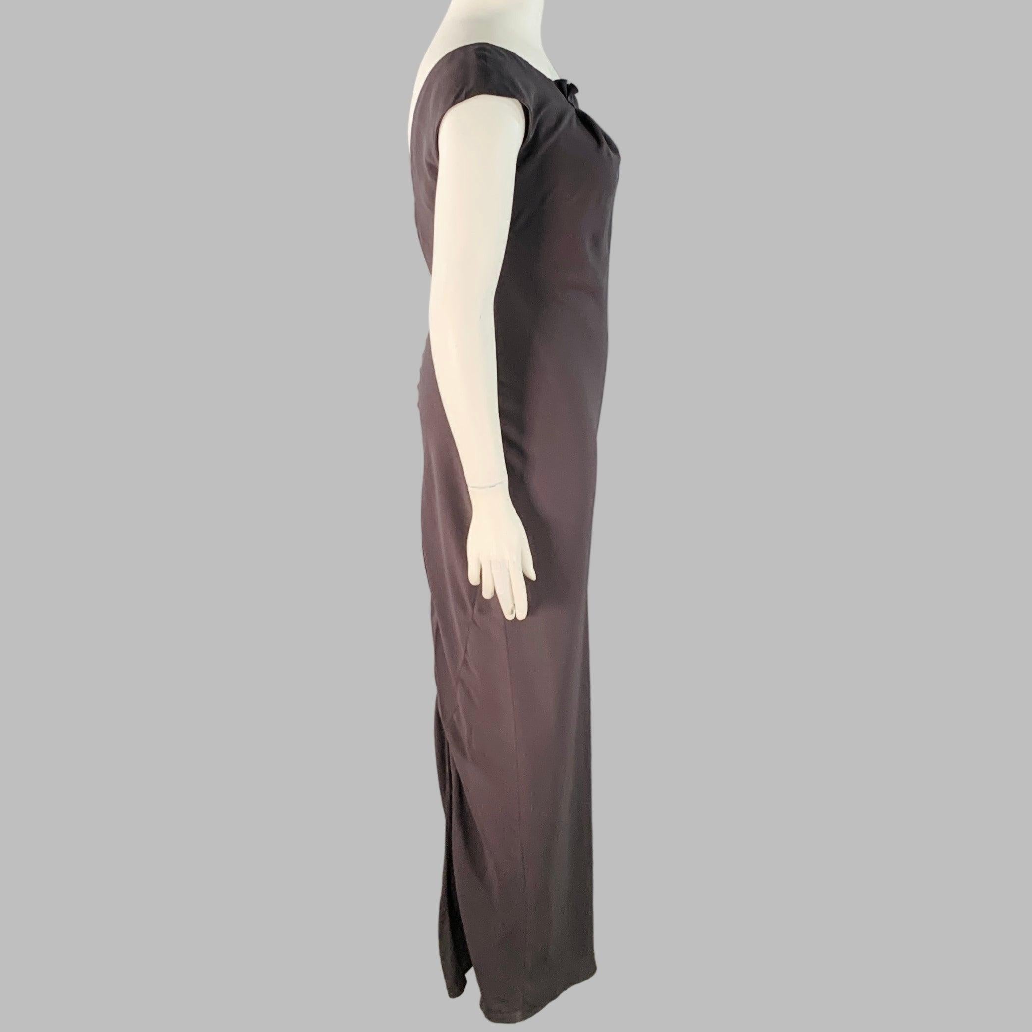Noir Brunello Cucinelli Taille XL Gris anthracite Soie sans manches Robe de soirée longue en vente