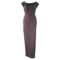 BRUNELLO CUCINELLI Size XL Grey Charcoal Silk Sleeveless Long Evening Gown