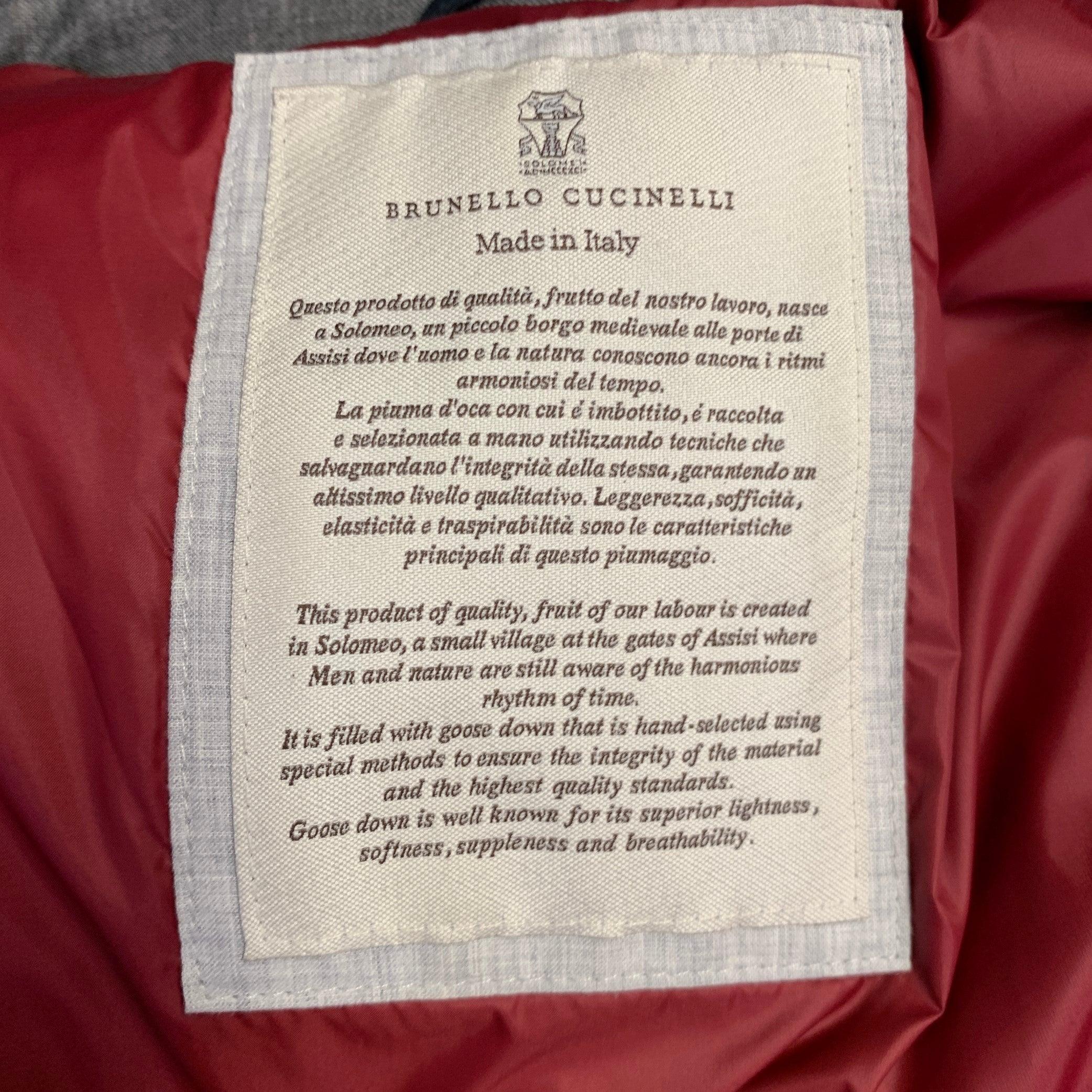 BRUNELLO CUCINELLI Größe XL Grau Heidekraut Wolle gepolstert geknöpft Weste im Angebot 1