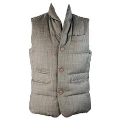 BRUNELLO CUCINELLI Size XL Grey Heather Wool Padded Buttoned Vest