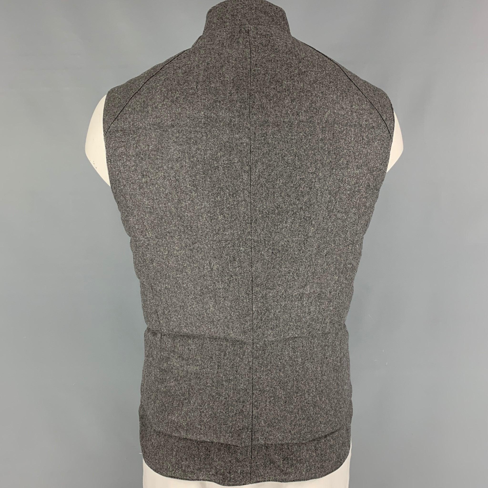 BRUNELLO CUCINELLI Size XL Grey Quilted Wool Cashmere Vest In Good Condition For Sale In San Francisco, CA