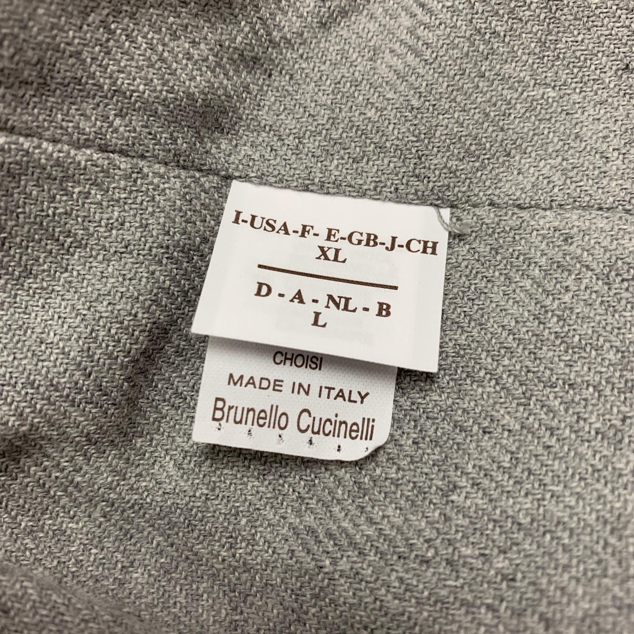 Men's BRUNELLO CUCINELLI Size XL Grey Quilted Wool Cashmere Vest For Sale