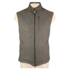 BRUNELLO CUCINELLI Size XL Grey Quilted Wool Cashmere Vest