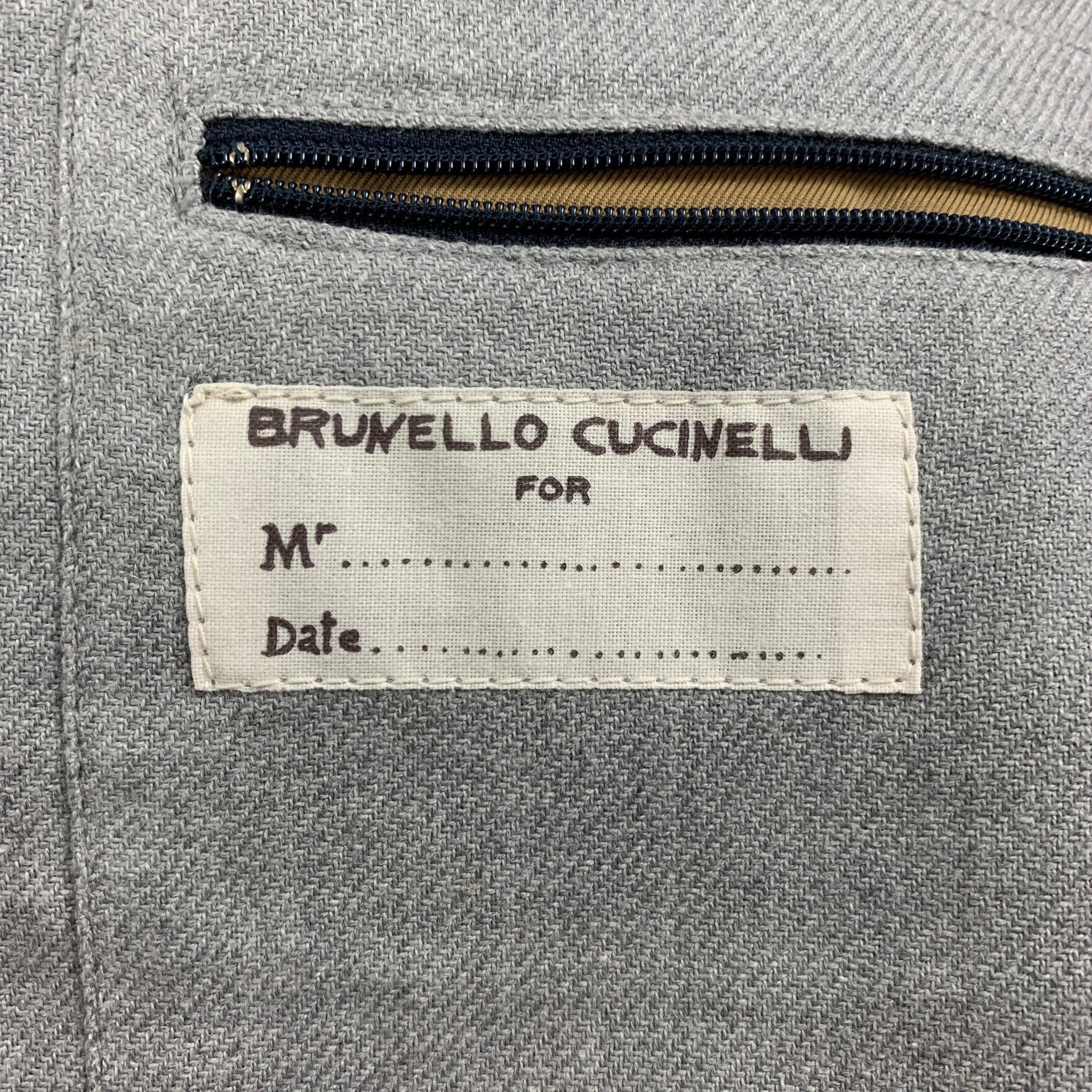 Men's BRUNELLO CUCINELLI Size XL Khaki Quilted Polyester Nylon Vest For Sale