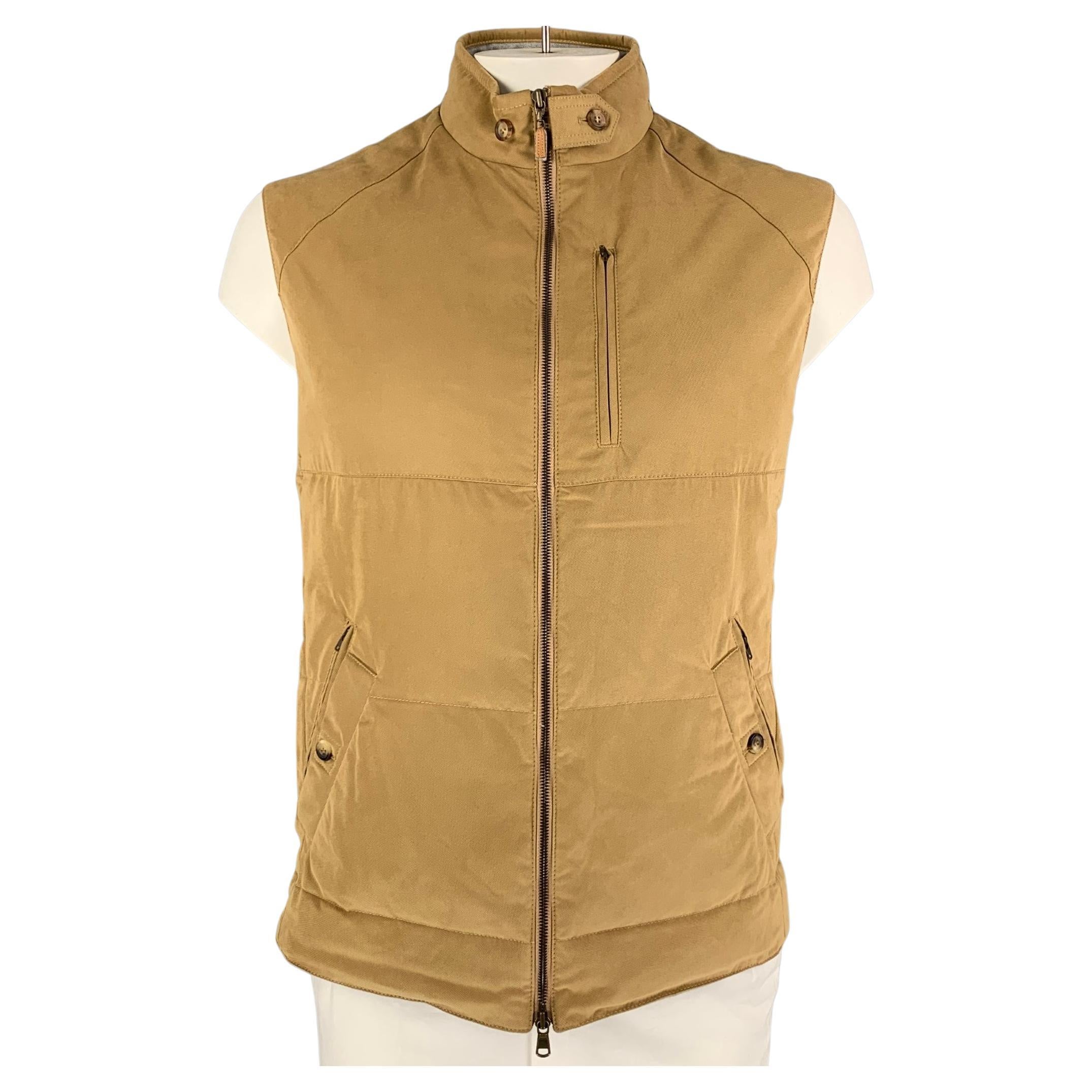 BRUNELLO CUCINELLI Size XL Khaki Quilted Polyester Nylon Vest
