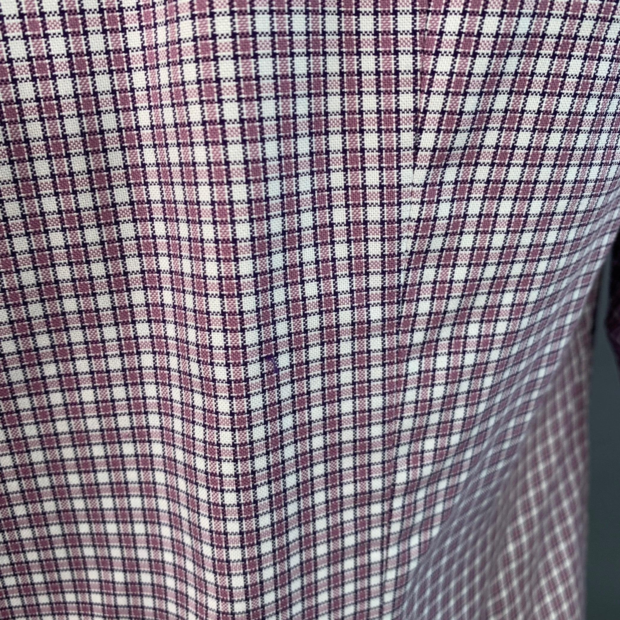 Uomo BRUNELLO CUCINELLI Taglia XL Camicia a maniche lunghe in cotone a scacchi bianco e viola in vendita